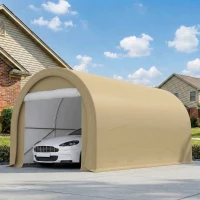 Outsunny Tente de garage résistant à l'eau protection UV UPF 30 + parois latéraux amovibles 5 x 3 m beige(m-11)