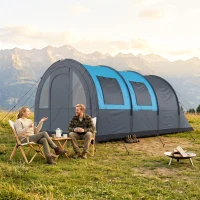 Outsunny Tente de camping 3 personnes avec 2 portes de chambre et sac de transport, dim. 480x260x200 cm(m-16)