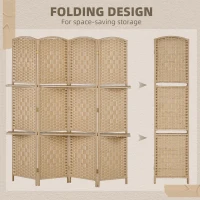 HOMCOM Freestanding Privacy Screen, 4 Panel Folding Room Divider for Living Room, Bedroom and Office, 160 x 170cm, Natural(m-4)