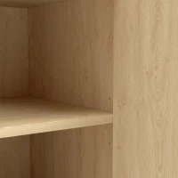 HOMCOM Slim Bedside Table Set of 2, Narrow Bedside Cabinet with Open Cubbies and Cupboard for Bedroom Living Room, Oak(m-10)