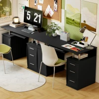 HOMCOM Escritorio de ordenador 120 x 55 cm con bandeja para teclado, 3 cajones, para dormitorio, hogar, negro(m-5)