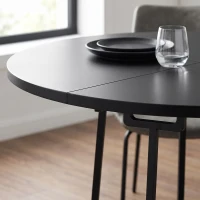 HOMCOM Dining Table Space Saving Kitchen Table Spliced Tabletop Conical Metal Base 120 cm Round Black(m-10)