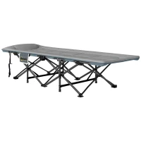 Outsunny Cama de Camping Plegable con Cojín Integrado Reposacabezas y Bolsillo Lateral 187x67x37 cm Gris(m-1)