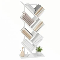 HOMCOM Bibliothèque Arbre à 7 Niveaux, Meuble de Rangement Industriel avec Cadre en Acier, 50x24x109cm, Blanc(m-12)