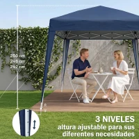 Outsunny Carpa Plegable 2,4x2,4 m, Pop-up, Cenador Pabellón de Jardín, Altura Ajustable con Bolsa de Transporte, Anti-UV, Impermeable, Gazebo para Camping, Fiestas, Exterior, Azul(m-7)