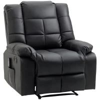 HOMCOM Fotoliu Relax cu 8 Puncte de Masaj și Reclinare la 165° din Piele Ecologică, Negru(m-13)