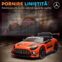 AIYAPLAY Mașină Electrică Copii 3-8 Ani Mercedes-AMG 12V cu Telecomandă, Faruri LED, Roți de Transport, Portocaliu(m-7)