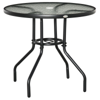 Outsunny Masă de Grădină Rotundă cu Orificiu, 80cm, Neagră