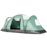 Outsunny Tienda de Acampada para 5-6 Personas Impermeable 3000mm+ con Bolsa de Transporte y Gancho 455x220x180 cm Verde(m-11)