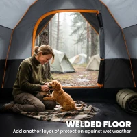 Outsunny 5 Man Camping Tent, Large Tunnel Tent, Water Resistant Hiking Shelter with Groundsheet and Carry Bag, Black(m-5)