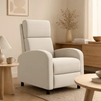 HOMCOM Fauteuil Relax Inclinable jusqu'à 160° Manuellement avec Repose-Pieds Intégré, Charge Max. 120kg, Grand Confort, Crème(m-9)