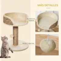 PawHut Árbol Rascador para Gatos Pequeño 49 cm Torre para Gatos con Poste de Yute Cama y Bola Colgante 40x40x49 cm Café(m-5)