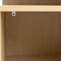 HOMCOM Slim Bedside Table Set of 2, Narrow Bedside Cabinet with Open Cubbies and Cupboard for Bedroom Living Room, Oak(m-13)