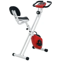 Vélo d'appartement pliable- Collaboration Aosom.fr x FFHandball - 8 niveaux de résistance, dossier selle réglable, rouge(m-1)