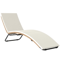 Outsunny Bain de soleil en résine tressée transat de jardin design en S courbe naturelle structure robuste acier coussin crème