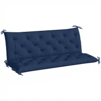 Outsunny 3 Seater Bench Cushion, Garden Chair Cushion with Back and Ties for Indoor and Outdoor Use, 98 x 150 cm, Dark Blue(m-1)