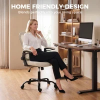 HOMCOM Chaise Bureau Ergonomique, Fauteuil de Bureau Maille, Accoudoirs Relevables, Hauteur Réglable, Fonction Bascule, Beige(m-8)