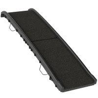 PawHut Rampa para Perros 155 cm Rampa para Perros para Coche Plegable con Asa Ángulo Ajustable Negro(m-1)