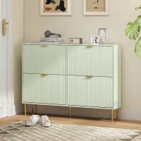 HOMCOM Elegant Four-Drawer Shoe Cabinet - Light Green(m-8)