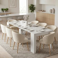 HOMCOM Table Extensible Convertible en Console pour 10 Personnes, Blanc(m-6)