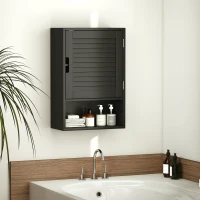HOMCOM Armadietto Bagno a Parete con Ripiano Regolabile e Anta Ammortizzata, 40x20x60 cm, Nero(m-10)