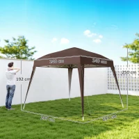 Outsunny Carpa Plegable 2,4x2,4 m Pop-up Cenador de Jardín Altura Ajustable con Bolsa de Transporte Anti-UV Impermeable Café(m-3)