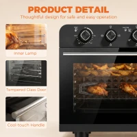 HOMCOM Friteuse à Air Chaud 36L, Four à Air Chaud 1800 W avec Rôtissoire, Plaque de Cuisson, Panier de Friture et Grille, Noir(m-9)
