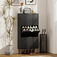 HOMCOM Elegant Three-Drawer Shoe Cabinet - Black(m-2)