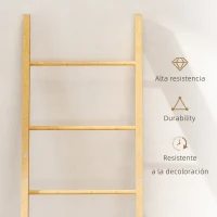 HOMCOM Estantería para Baño de Bambú Toallero de Pie con 3 Barras Cesto para Ropa Sucia Extraíble de 48 L Crema(m-7)