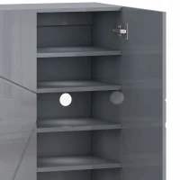 HOMCOM Narrow Shoe Storage Cabinet with Soft-Close Hinges and Adjustable Shelves for 15-20 Pairs of Shoes, Grey(m-11)