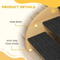 PawHut Dog Steps for Sofa and Bed, 3-Step Dog Stairs, Pet Stairs with Side Panels, Non-Slip Feet for Small Puppies(m-6)