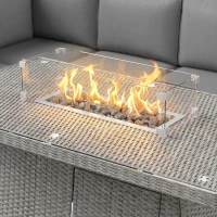 Outsunny Seven-Piece Firepit Table Rattan Sofa Set - Grey(m-7)