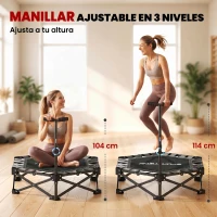 SPORTNOW Trampolín de Fitness Plegable 104 cm con Barra Ajustable en 3 Alturas Marco Metálico Reforzado y Bolsa 104x104x114 cm(m-5)