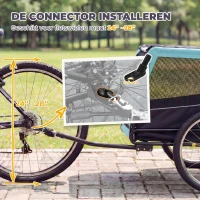 PawHut Inklapbare hondenfietskar met veiligheidsreflectoren, lijn, voor middelgrote honden tot 20 kg, 143 x 70 x 90 cm, lichtblauw(m-9)