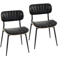 HOMCOM Lot de 2 Chaises de Salle à Manger, Chaises Cuisine sans Accoudoirs, Dossier Incurvé et Assise Rembourrée en PU, Noir(m-1)