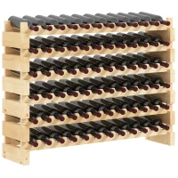 HOMCOM Casier à bouteilles pour 72 bouteilles, étagère à vin avec 6 niveaux modulable et superposable, casier à vin en bois de sapin massif, pour cave, bars, sous-sols, 114x28x85cm, bois naturel(m-1)