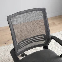 HOMCOM Padded Meeting Office Chair, Ergonomic Desk Chair No Wheels with Sled Base for Bedroom, Waiting, Reception, Dark Grey(m-12)