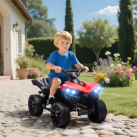 AIYAPLAY ATV Electric pentru Copii cu Baterie Reîncărcabilă 6V, Faruri LED și Muzică, Vârsta 18-56 Luni, Roșu(m-10)