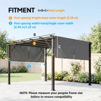 Outsunny 2 Pcs UV Protection Pergola Replacement Canopy, Pergola Shade Cover, Easy to Install, for 3 x 3(m) Pergola, Dark Grey(m-3)