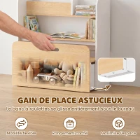 AIYAPLAY Bureau et Chaise pour Enfant 5 en 1 avec Bibliothèque et Banc Coffre à Roulettes, pour 3 à 8 Ans, Blanc(m-5)
