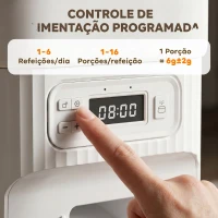 PawHut Alimentador Automático para Gatos/Cães 4L com 2 Tigelas, Dispensador de Ração 1-6 Refeições por Dia e Dupla Alimentação(m-5)