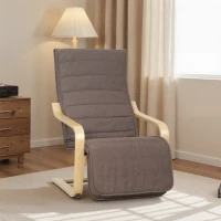 HOMCOM Poltrona Relax com Apoio para os Pés Ajustáveis Poltrona Estofada em Tecido com Estrutura de Madeira 66,5x94x100 cm Marrom(m-10)