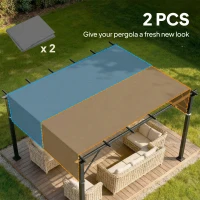 Outsunny 2 Pcs UV Protection Pergola Replacement Canopy, Pergola Shade Cover, Easy to Install, for 3 x 3(m) Pergola, Dark Grey(m-4)
