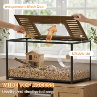 PawHut Large Hamster Cage, Chewproof Metal Rat Cage with Openable Top for Syrian Dwarf Hamster, Gerbil, 100 x 50 x 52.5 cm(m-6)