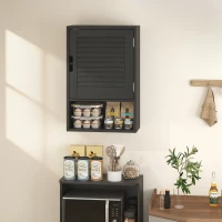 HOMCOM Armadietto Bagno a Parete con Ripiano Regolabile e Anta Ammortizzata, 40x20x60 cm, Nero(m-8)