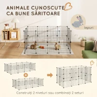 Pawhut tarc Modular Animale – 12 Panouri, 35×35 cm, Negru(m-7)