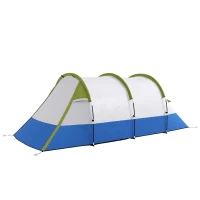 Outsunny Tenda da Campeggio Impermeabile con 2 Aree e 3 Ingressi, in Poliestere e Fibra di Vetro, 420x200x150 cm, Verde(m-11)