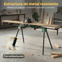 HOMCOM Soporte Sierra Ingletadora Universal con Rodillos Extensibles 94-195 cm Ajustable y Plegable Carga 150 kg Verde(m-4)