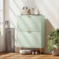 HOMCOM Elegant Two-Drawer Shoe Cabinet - Light Green(m-10)