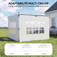 Outsunny Lot de 2 parois latérales pour tonnelle de 3 x 3 m panneau pour pavillon avec fenêtre 295 x 195 cm blanc(m-7)